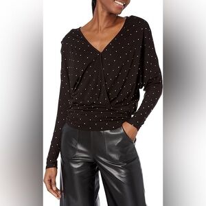 Ramy Brook Whitney V-Neck Dotted Blouse